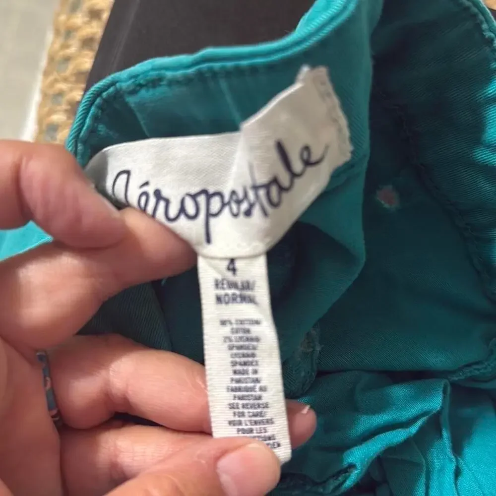 Aeropostale‎ Teal green stretchy skinny pants Size 4